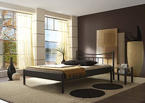 Beauty.Scouts Metallbett Fina I schwarz Struktur matt mit Kopfteil verschied. Größen DICO Bett Übergröße kleine Größe Sondergröße Schlafzimmerbett Größe 100 x 220 cm