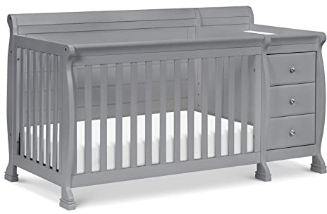 Davinci Kalani 4-in-1 Convertible Baby Crib & Changing Table Combo - GREENGUARD Gold Certified - Toddler Bed, Daybed, Full-Size Bed Conversion - 4 Adjustable Mattress Heights - Gray