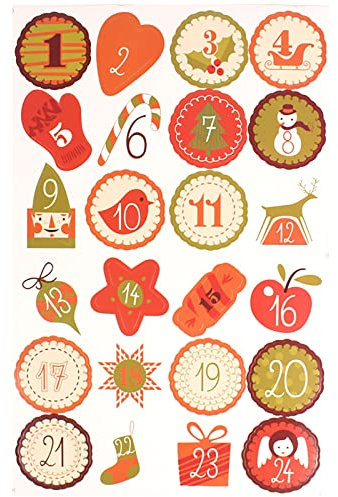 QinMMSPORTS Adventskalender Aufkleber (Zahlen 1-24) - Sticker für Kalender zum selber basteln für Weihnachten - Adventskalenderzahlen Etiketten selbstklebend - Nummern für Papiertüten (G)