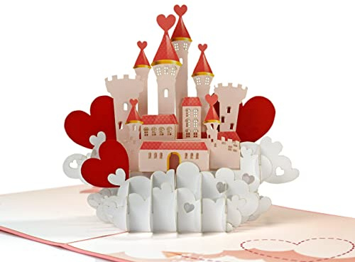 3D-Karte, Motiv: Prinzessinnen-Liebesschloss, zum Valentinstag, Jahrestag, Hochzeit, Geburtstag, 15 x 15 cm