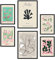 Nacnic-Set von 6 Expositions-Plakaten. Sammlung von Platten mit ästhetischer Collage für Innendekoration. Größen A3 und A4. Schwarzer Rahmen.
