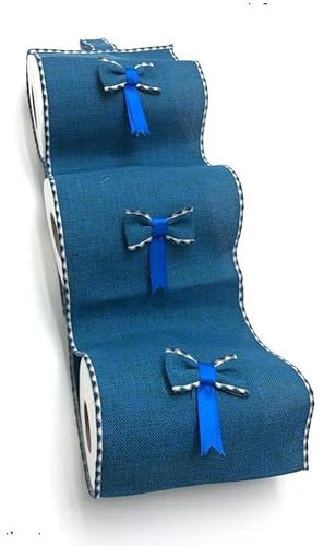 Corredocasa Portarotolo Portarotoli Carta Igienica Bagno - Ideale per Arredare il Tuo Bagno, Adatto a Qualsiasi Stile, Con Fiocchi in Tessuto Juta Multitasca da Appendere Tessuto Made in Italy(Blu)