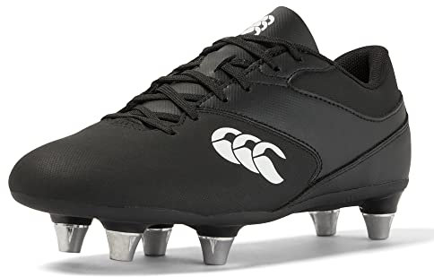 Canterbury Phoenix Raze Soft Ground Rugby Boots, Stivali Unisex-Bambini e Ragazzi, Nero e Bianco, 32 EU