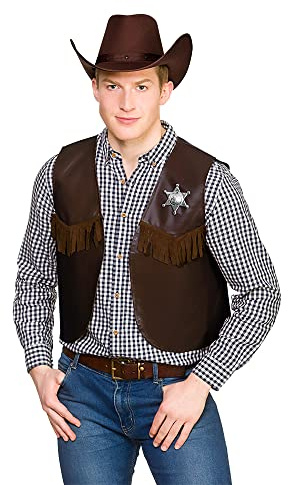 Wicked Costumes Adult Dark Brown Cowboy/Sheriff Waistcoat Fancy Dress Accessory - One Size