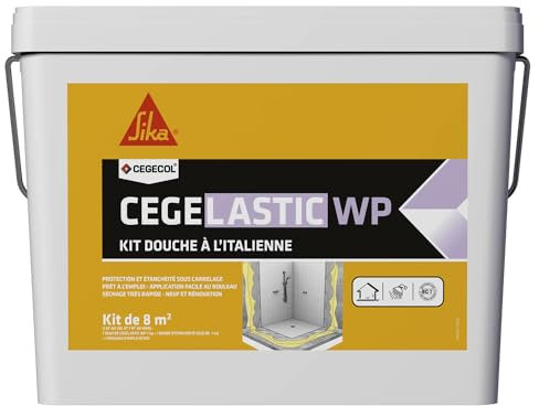 CEGECOL SIKA - Système de Protection à l’Eau sous Carrelage (SEPI) et d’Étanchéité de Plancher Intermédiaire (SEPI) - CEGELASTIC WP Gris - Idéal douche à l'italienne - Kit 8m²