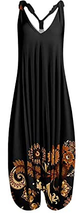 Leinen Hosen,Damen Schwitzt E- Hosen Cargo Damenhosen HosenträGer Cargohose Sportlicher Damenanzug Damen Sporthose Lang Damenoveralls Mit Bludamen Jumpsuit Lang Damen Hosen Sommer Locker(C-Schwarz,M)