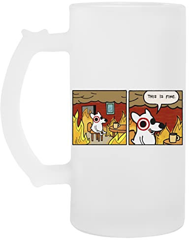 This Is Fine Bullseye Glas Bier Becher Tasse Glass Beer Mug Cup