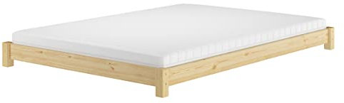 Erst-Holz®Flaches Futon-Doppelbett Bodenbett Niedrigbett 140x200 Kiefer massiv V-60.51-14Rollrost und Matratze inkl.