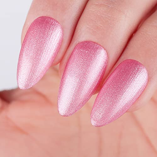 Gel Nail Polish, 1 Pcs 15ml Pearl Light Pink Color Soak Off UV LED Nail Gel Polish Nail Art Starter Manicure Salon DIY at Home Nail Lamp Needed