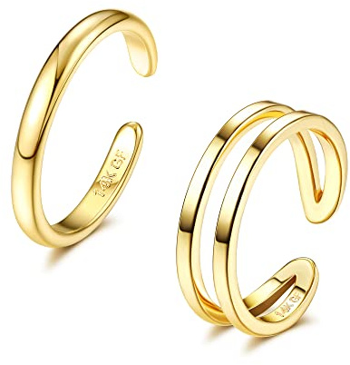 IRONBOX 14K Gold Filled Toe Rings for Women Simple Open Band Toe Ring Adjustable Toe Rings