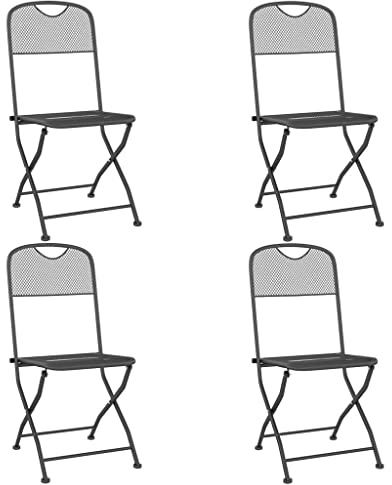 vidaXL Folding Chairs 4 pcs Expanded Metal Mesh Anthracite