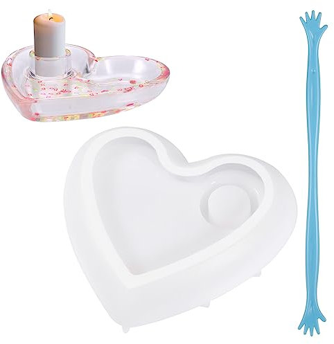 Silikonform Kerzenhalter, 3D Liebe Gießform Kerzenhalter Herzförmig Gießformen, Silikonformen Kerzenständer für Harz Epoxidformen Tablett Heimdekorationen, Geschenk,Handwerk