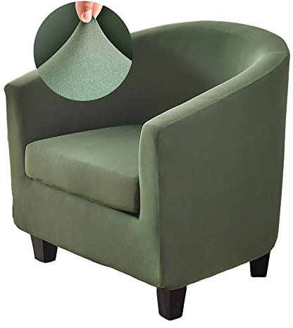 Highdi Housse de Fauteuil Cabriolet 1 Place Chesterfield Extensible Housse de Fauteuil 2 Pieces Couleur Unie Couverture de Fauteuil Tissu Doux Antidérapant avec Housse de Siège (Armée Verte)