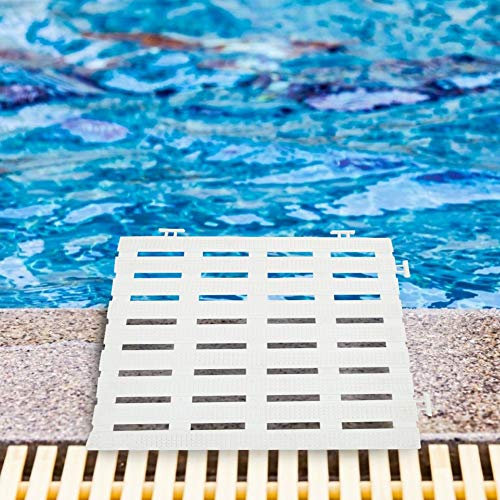 Sxhlseller 4 Pièces Tapis de Piscine Sol de Piscine en Caoutchouc Intérieur Extérieur Zone Humide Antidérapant Tapis de Cuisine