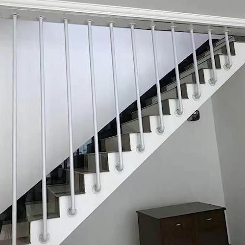 Corrimano in ferro battuto, corrimano esterno interno per scale, ringhiera per scale con supporto manuale, parapetto per ringhiera tipo L bianco con accessori a parete e tasselli metallici per villa (