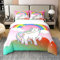 Einhorn 100% Baumwolle Bettbezug 220x240 Mädchen Regenbogen Einhorn Bettwäsche Set Galaxy Sterne Tröster Bezug Weiß Pferd Floral Quilt Cover Fantasy Jungen Zimmer Dekor Einhorn Rosa mit 2 Kissenbezüge