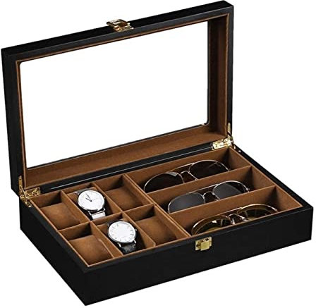 Uhrenkoffer Uhrenrolle Uhrenbox Uhrenschatulle Uhren-Display-Halter, Transparenter Deckel, 6 Gitter, Uhrenbox, 3 Stück, Brillenaufbewahrung, Brillen-Display-Halter Uhrenetui Uhren Aufbewahrungsbox