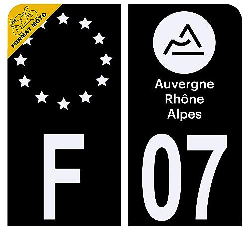 HADEXIA Aufkleber für Nummernschild, Motorrad, Département 07, Ardèche Schwarz