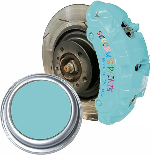 SCOOBYS PAINTS BACK IN THE MIX High Heat Resistant Gloss Brake Caliper Paint Wheel Engine Restore Metal (250Ml, Mercedes Miami Blue)