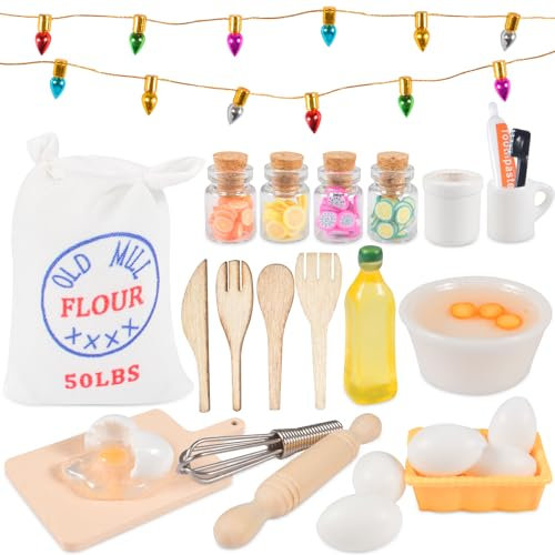 Accesorios para Casa de Muñecas,Cocina en Miniatura Set,Decoración navideña,Kit de decoración para Hornear, Accesorios en Miniatura Escena de Vida de Casa de Muñecas