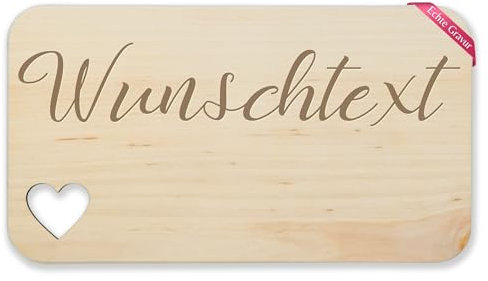 Frühstücksbrettchen Holz Herz - Wunschtext Gravur Personalisiert I Personalisiertes Geschenk - 22,5x12,5 - Holz - geburtstagsgeschenk holzbrettchen personalisierte brotzeitbretter selbst gestalten