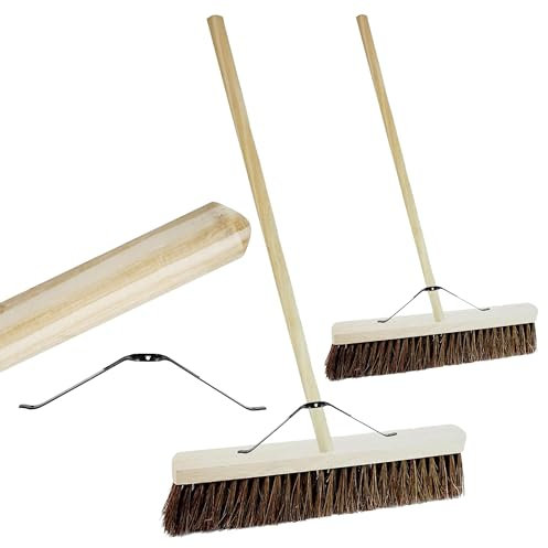 Heavy Duty Outdoor Natural Wooden Handle Hard Bristle Warehouse Commercial & Industrial Strong 18” Broom