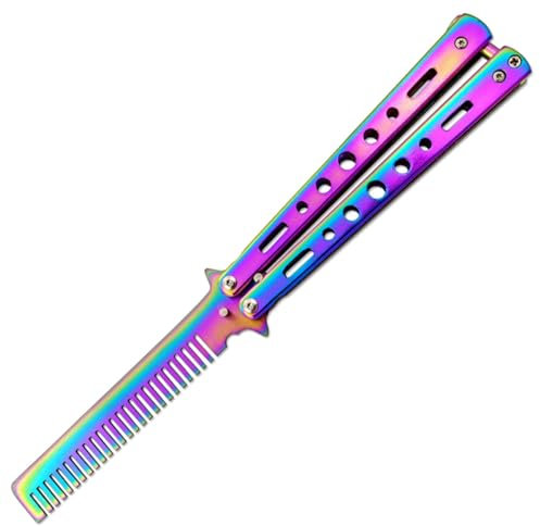 HZAOPZE 1 pcs Peigne Papillon Pliant Métal Outil Peigne Peigne Entraînement Sécurité, Peigne Rotatif Papillon, Peigne à Ressort Cheveux Tondeuse Métal Outil Peigne Couteau Papillon Style Papillon