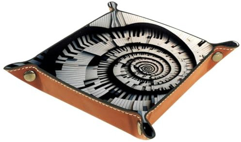 YTYVAGT Valet Tray,Nightstand Jewelry Coin Key Tray Desk Storage Plate,4.5x1.18 in,Abstract Piano Keyboard Spiral Stairs