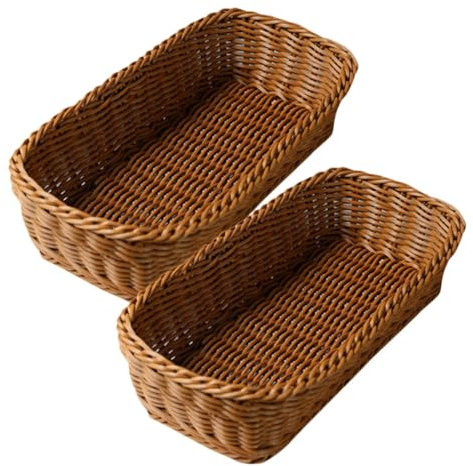 Generico 2Pezzi Cestino Porta Posate in Plastica Woven Organizer Multifunzionale per Utensili e Condimenti Decorativo per Cucina Tavolo e Balcone