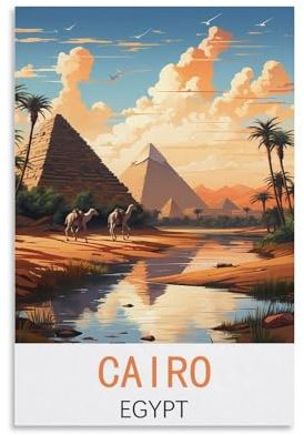 KmoNo Vintage-Reiseposter, Motiv: Kairo, Ägypten, 30 x 45 cm, Wanddekoration, Gemälde, Leinwand, Wandkunst, Wohnzimmer, Poster, Schlafzimmer