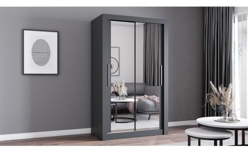 Fabryka Mebli Idzczak - Armoire Chambre Adulte 120 cm Largeur, Placard Chambre Milan, Porte Coulissante - Gris