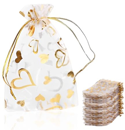 SULIUDAJI 100 Pièces Pochettes à Bijoux Organza,7 * 9cm Sachets Pochettes Cadeau en Organza,Parfait pour Mariage, Noël, Anniversaire,Bijoux Cadeaux,Bonbons