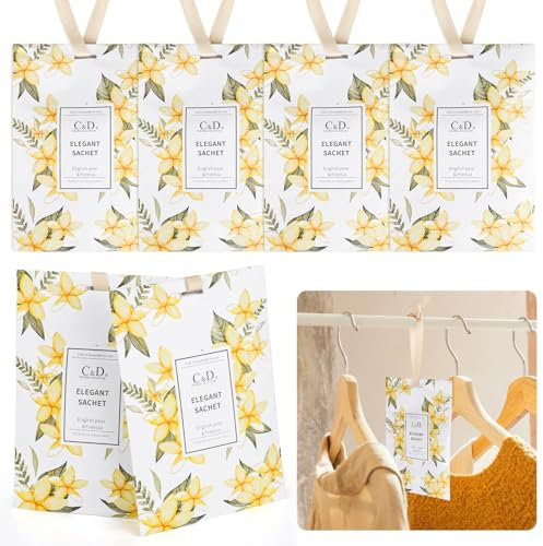 6 Stück Duftsäckchen Kleiderschrank, 20g Schrankduft Frische Sachets, Kleiderschrank Duft, Aromatherapie Dufterfrischer Taschen für Schubladen, Schränke, Autos, Garderoben (Freesie)