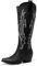 DREAM PAIRS Stivali da Cowboy Alti Fino al Ginocchio con Cerniera Laterale da Donna, Comodi Tacco Grosso Retrò Stivali da Cowgirl Western Ricamati,Size 44,Nero,DWUMKB2501
