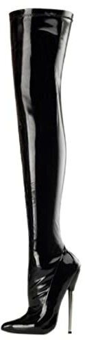 Stivali Moda da Donna 18CM/7.08 Pollici Stivali sopra Il Ginocchio con Tacco da Donna Tacco a Spillo Abito alla Moda da Sposa Zip Laterale Punta a Punta Tacchi Alti