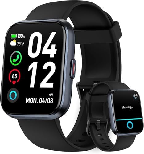 Smartwatch Damen Herren, 1.8 Fitpolo Smartwatch mit Telefonfunktion/Alexa, Fitness-tracker mit Herzfrequenz/Schlafmonitor/IP68 Wasserdicht Fitnessuhr Damen für iPhone/Android Uhr Herren Schrittzähler