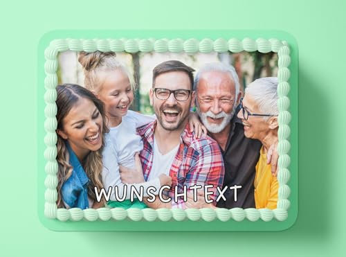 Personalisierbarer Fondant Tortenaufleger Tortenbild Geburtstag Party Familie mit Wunschbild Wunschtext A4