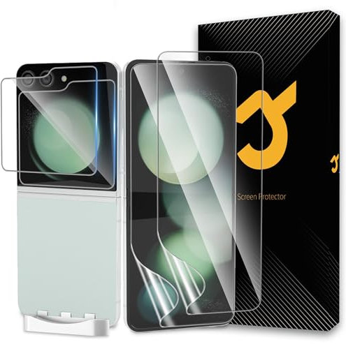JZG 2 x Protector Pantalla para Samsung Galaxy Z Flip 5 (6,70 Pulgadas) con 2 x Protector de Lente de Cámara, Autorreparación, Compatible Huellas Dactilares ID, HD Clara, Antiarañazos