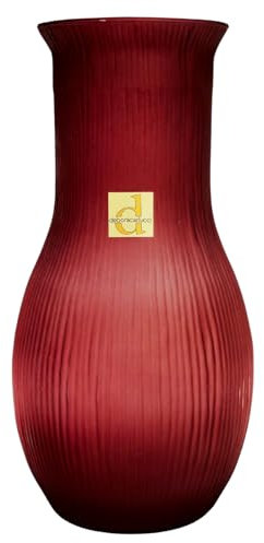 Debora Carlucci - Vaso Portafiori Grande in Vetro Satinato – Design Moderno in Verde Acqua/Bronzo – Base 19 cm, Altezza 37 cm (Bronzo)
