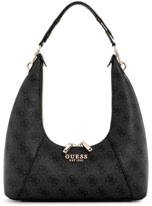 GUESS Calista Top Zip Shoulder Bag Coal Logo
