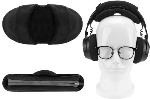 Geekria Großes Set mit Kopfbandabdeckung und Polster mit Klettverschluss (passend für 3,5–4,5 cm Stirnbänder), kompatibel mit Corsair HS80, JBL Quantum 800, Logitech GPRO X, Razer Kraken Pro (Velour