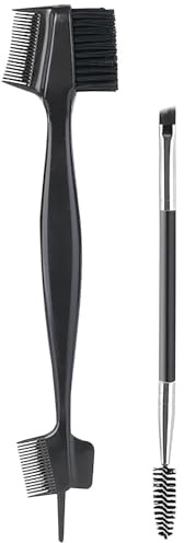 Spazzola per sopracciglia, 2 pettini per ciglia a doppia estremità, pennello per sopracciglia, separatore per ciglia portatile, per modificare sopracciglia e ciglia, strumenti per il trucco