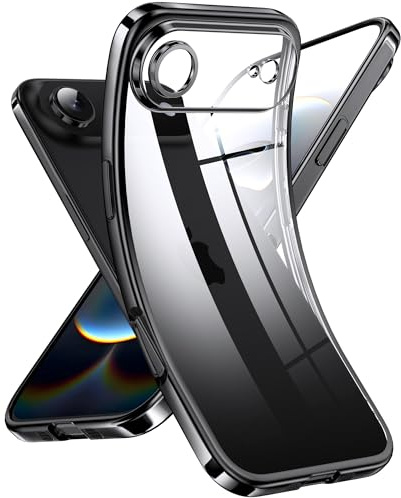 Supdeal Crystal Clear Hülle für iPhone Air, Niemals gelb mit Kameraschutz, Silikon Durchsichtig Handyhülle Weicher Passform, Ultra Dünn und Leicht Case Cover, 6,5, Schwarz