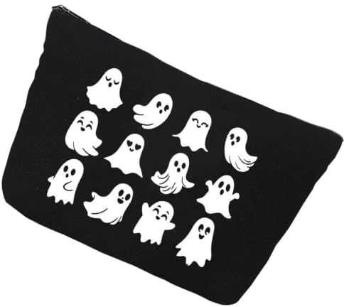 Reise Schminktasche Halloween Geisterdruck Schminkbeutel | Baumwoll Tragetasche Damen Aufbewahrung Alltag Schule