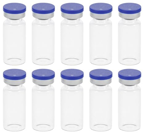 BUGUUYO Botellas de Muestra de Vidrio Transparente 10 Ml 100 Unidades Frascos Tipo Ampolleta para Experimentación con Tapa Frascos para Congelado de Polvo y Almacenamiento de Líquidos