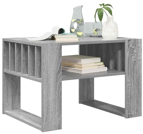 vidaXL Couchtisch Graues Sonoma 66 x 49,5 x 45 cm Holzwerkstoff, Moderner Couchtisch fürs Wohnzimmer, rechteckiges Design aus Holzwerkstoff, multifunktionales Möbelstück