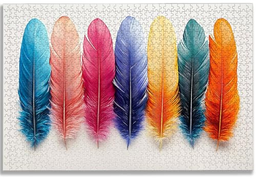 Puzzle 1000 Teile Feder, Puzzle 1000 Teile Erwachsene, Holzpuzzle Erwachsene mit Exquisiter Verpackungsbox, Klassische Puzzles Bunt für Die Ganze Familie, Groß Puzzles für Geschenke, Dekor, -3495
