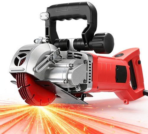 ISINEVER Mauernutfräse 4200W mit Laser & Softstart, Schlitzfräse Wandfräse 6500 U/min, Schnittbreite bis 42 mm, Schnitttiefe bis 41 mm, Ø133 mm Sägeblatt, Für Beton Ziegel Mauerwerk Kabelkanal