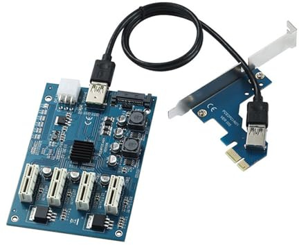 hogtnd PCIE 1X Splitter Card ASM1184e Controling 4 Port Efficient for Additional Graphics Card Connection Mining Use PCIe Adapter