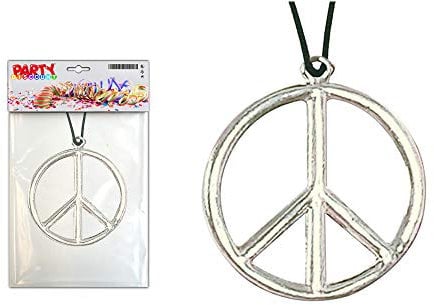 PARTY DISCOUNT ® Kette Peace-Zeichen aus Metall, Ø 5cm